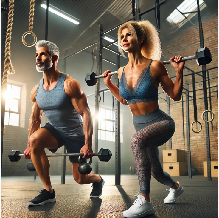 크로스핏으로 근육운동하는 중년