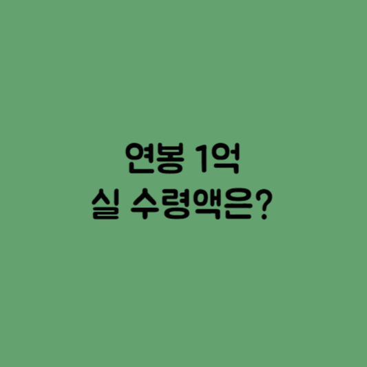 연봉 1억 실 수령액은