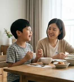 자녀와 대화하며 연대감을 느끼는 모습