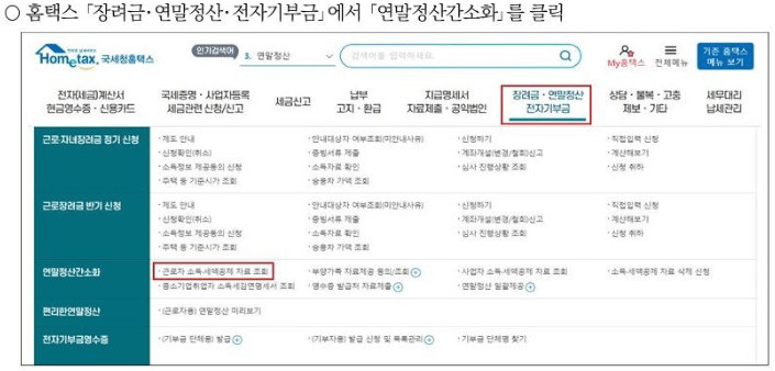  연말정산간소화서비스-국세청 홈텍스 출저