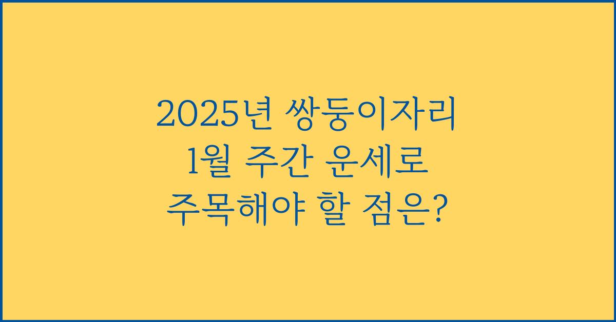2025년 쌍둥이자리 1월 주간 운세(1/15~1/21)