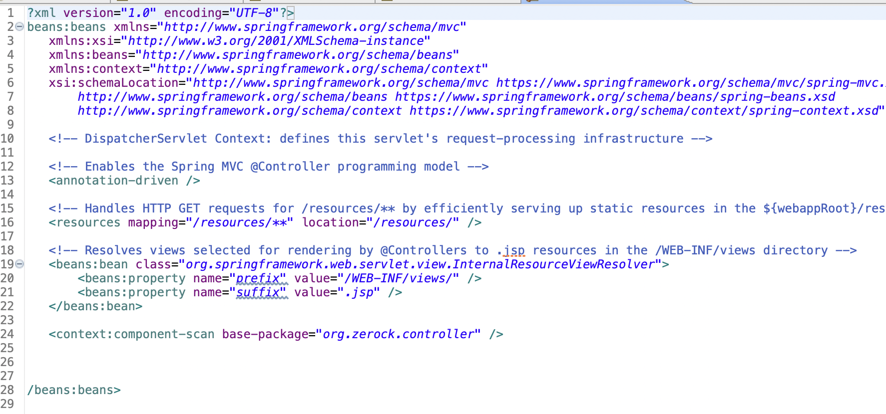 servlet-context.xml 재설정 화면