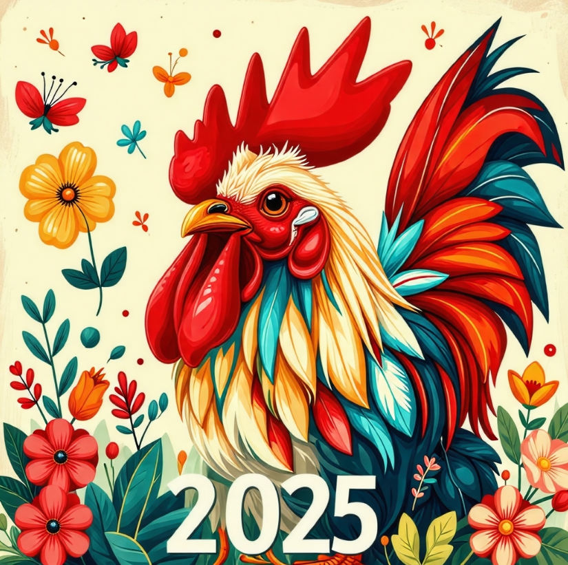 2025년 닭띠 운세(재물운, 애정운, 건강운)을 나타내는 닭띠 이미지 입니다.