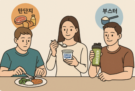 탄단지, 그릭요거트, 부스터 챙겨먹는 사람들