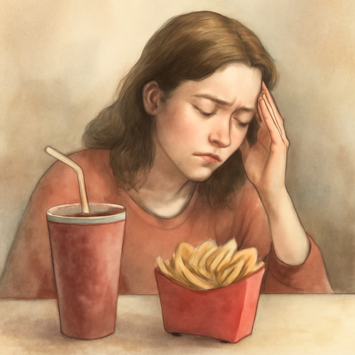 편두통-콜라-감자튀김