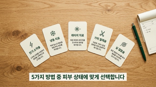 쥐젖 제거방법 전기소작 냉동 레이저 가위 절제 실 묶기 5가지 비교