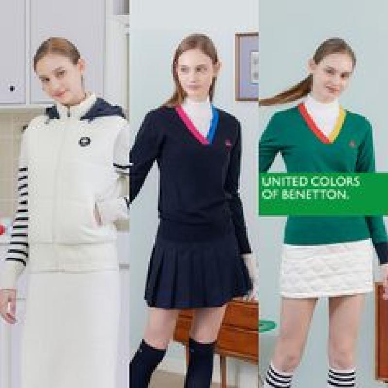 베네통골프 하이브리드 패딩베스트 니트 여성