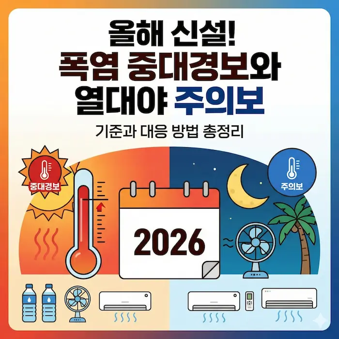 2026년 신설! 폭염 중대경보와 열대야 주의보, 기준과 대응 방법 총정리