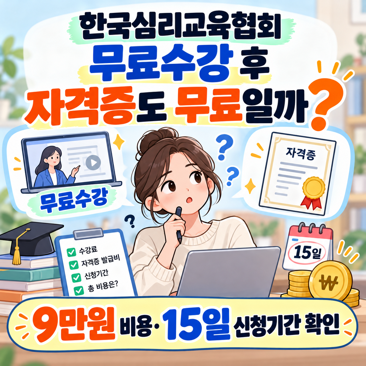 한국심리교육협회 무료수강 후 자격증도 무료일까? 9만원 비용&middot;15일 신청기간 확인