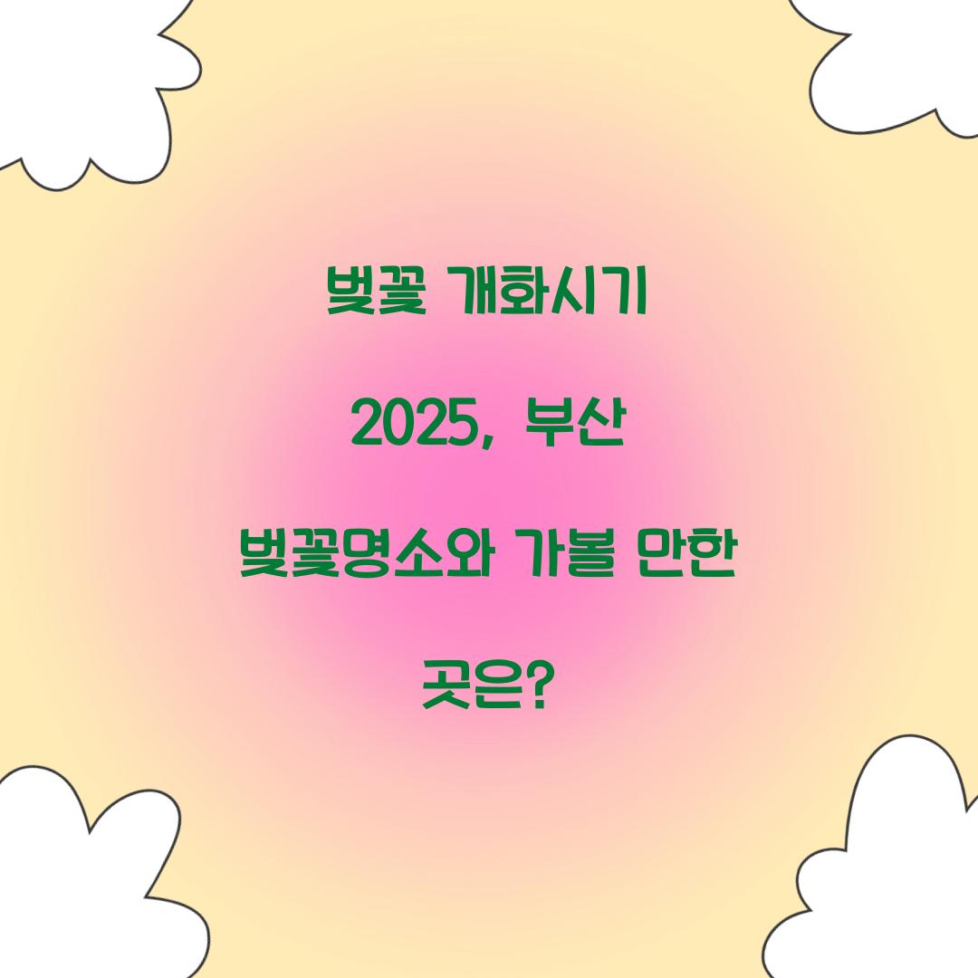 벚꽃 개화시기 2025
