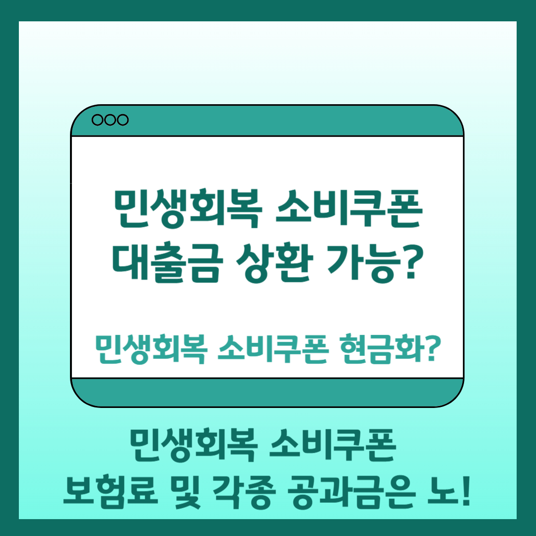 민생회복 소비쿠폰 대출금 상환 불가