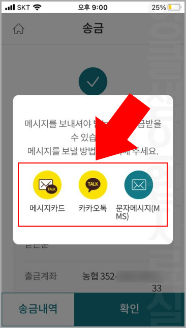 농협 휴대전화 송금 전송