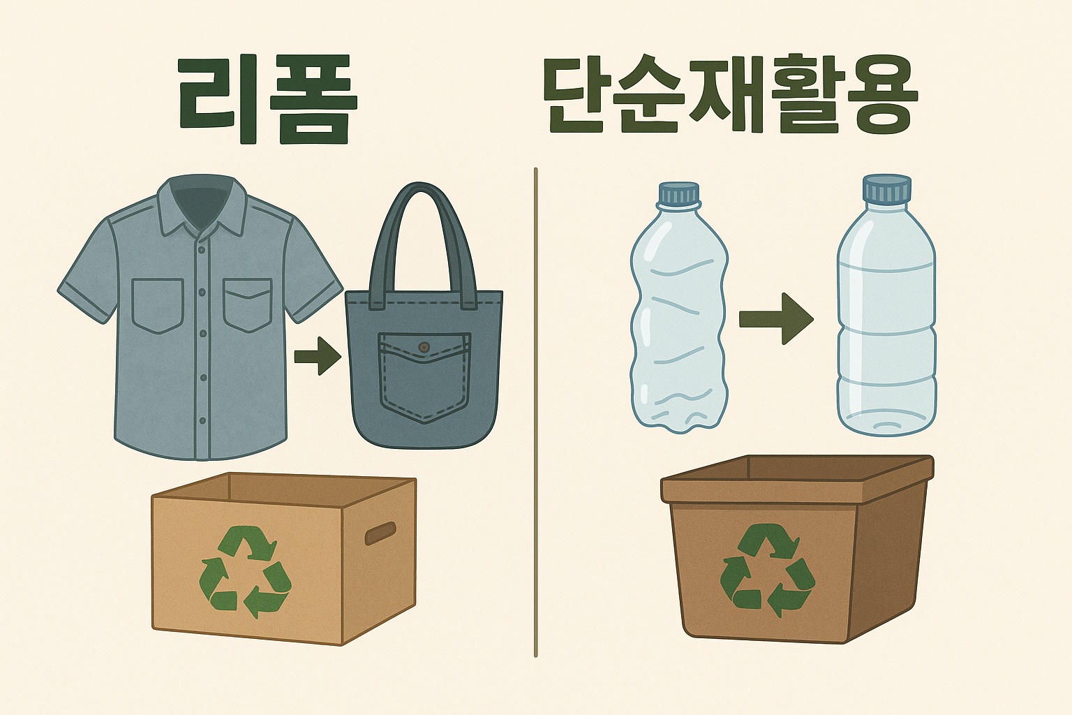 리폼과 재활용 비교 이미지 사진