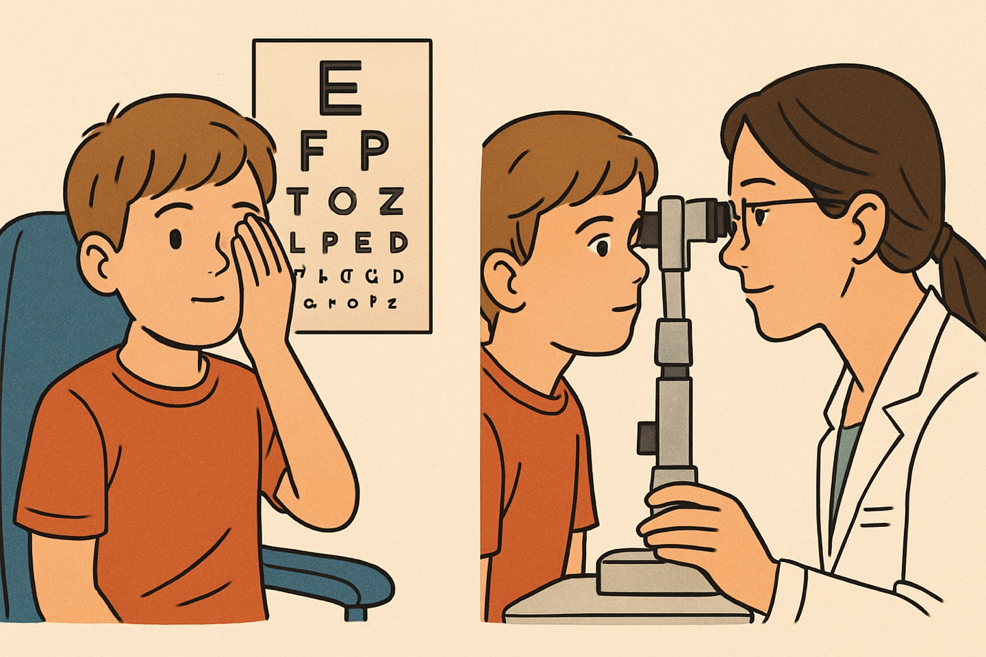 초등학생 눈 건강을 위한 안과 검진 사진