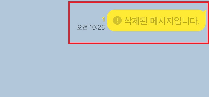 채팅창에 삭제된 메시지입니다라고 표시됨