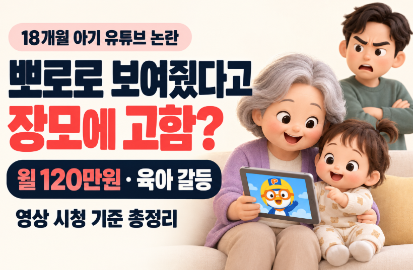 18개월 아기 뽀로로 보여줬다고 장모에 고함?｜월 120만원 사위 논란&middot;육아 갈등&middot;유튜브 시청 기준 총정리