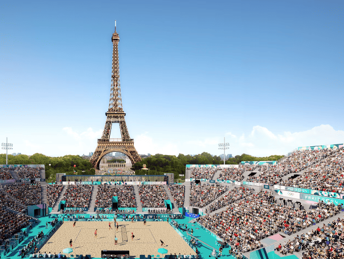 파리 에펠탑이 보이는 파리올림픽 경기장 모습