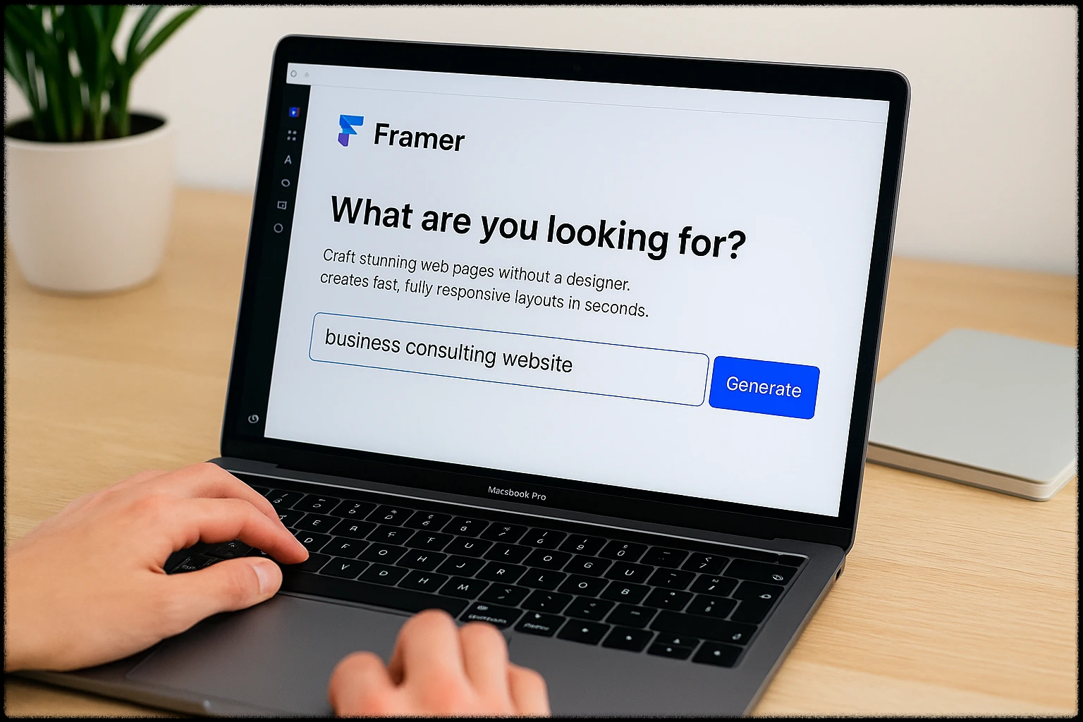 Framer를 사용하는 웹사이트 디자이너의 모습