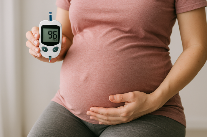 산모가 혈당 측정하는 사진