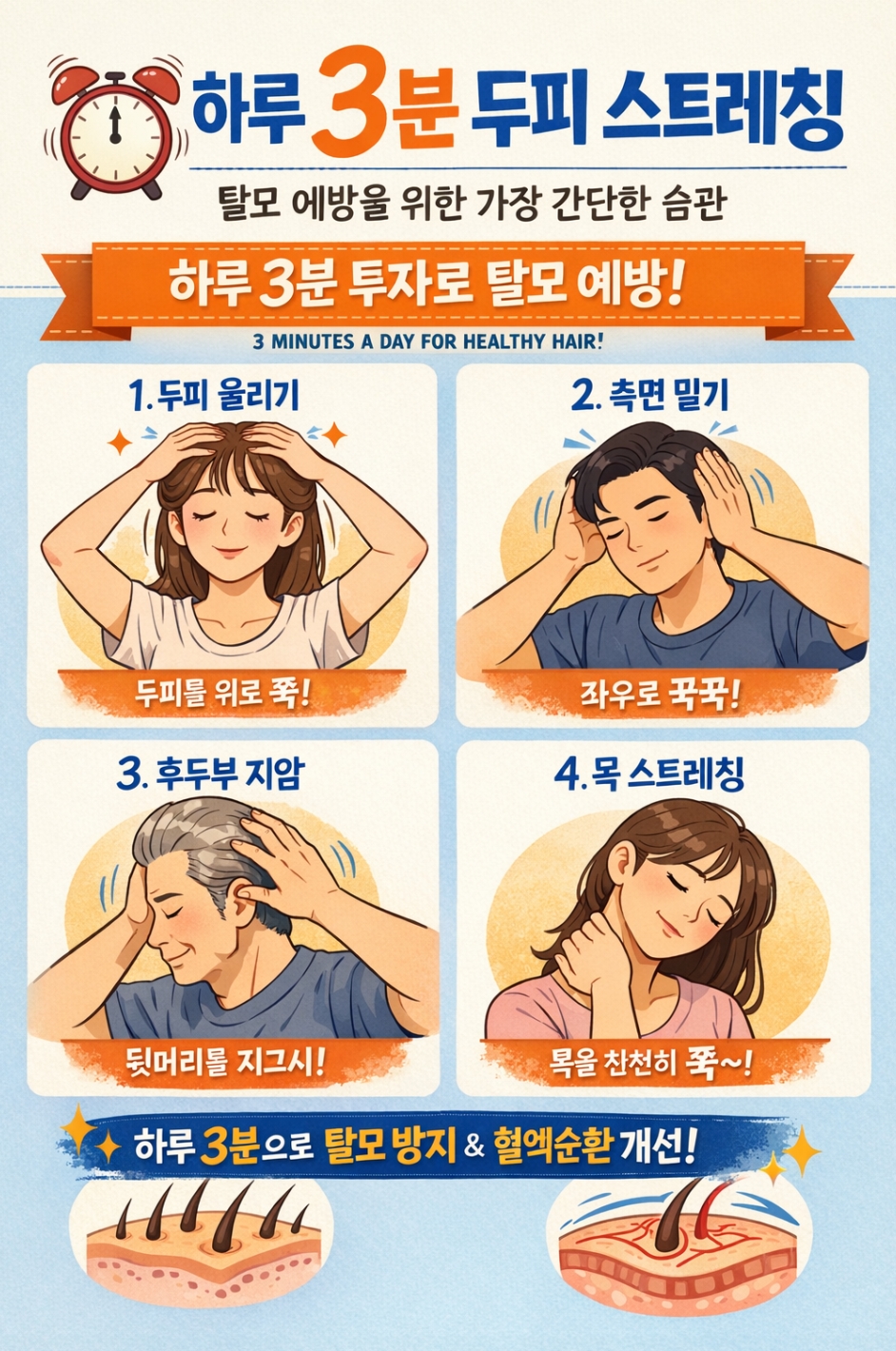 하루 3분 두피 스트레칭