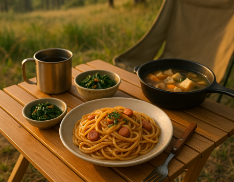 캠핑 음식 관련 사진