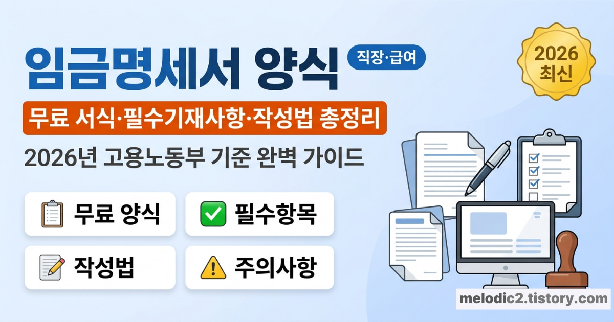 임금명세서 양식 2026 무료 서식 필수 기재사항 작성법 총정리