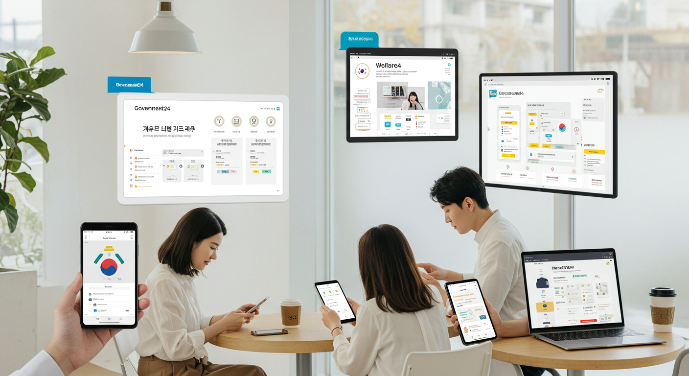 정부 지원금 신청을 위한 온라인 플랫폼 관련 이미지