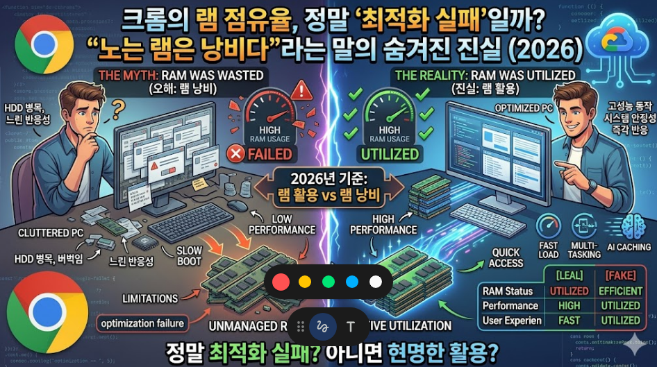 크롬의 램 점유율, 정말 '최적화 실패'일까? "노는 램은 낭비다"라는 말의 숨겨진 진실 (2026)