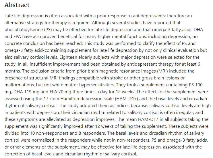 포스파티딜 세린 우울증 증상 개선 효능 관련 논문