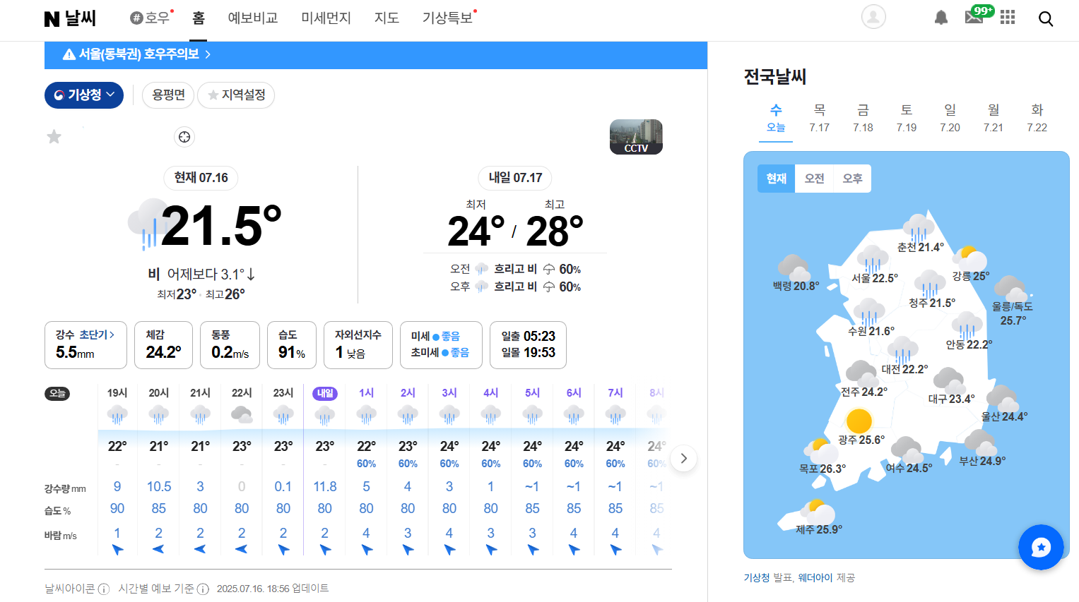 방법 2: 네이버 날씨 - 가장 익숙하고 편리한 선택