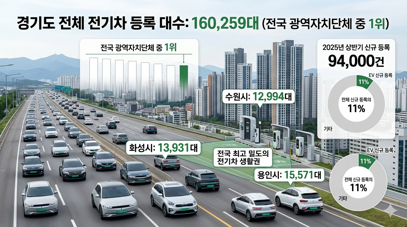 경기도 전체 전기차 등록 대수 - 전국 광역자치단체중 1위 (2025년 상반기 기준)
