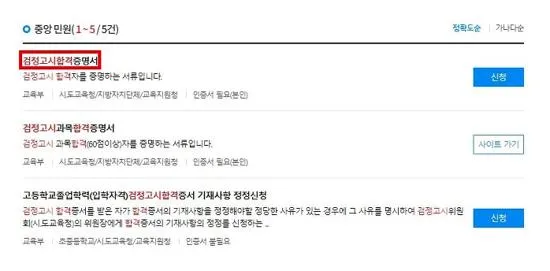 검정고시 합격증명서