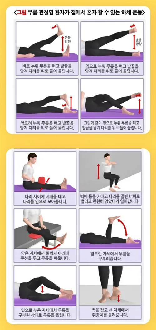 무릎 관절염 환자가 집에서 혼자 할 수 있는 하체운동