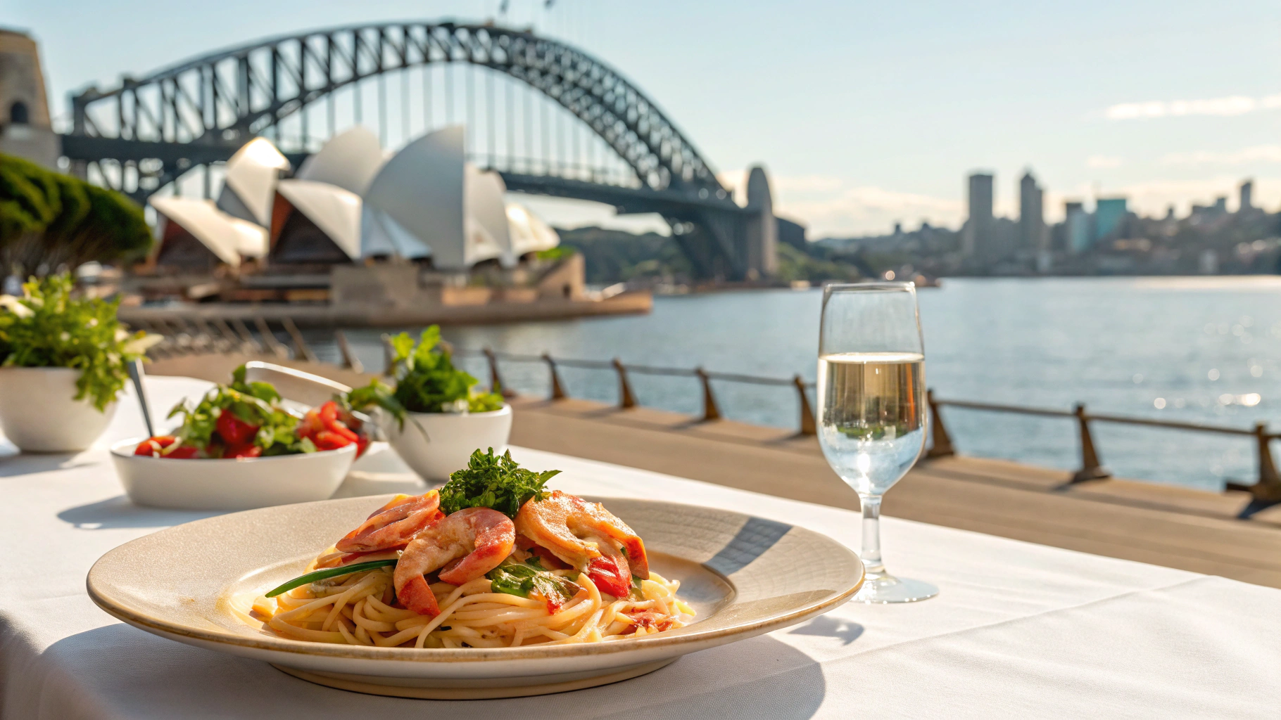 이스트뱅크 카페 (Eastbank Cafe)
위치: 61-69 Macquarie St, Circular Quay, Sydney
운영 시간: 11:00~늦은 밤
추천 메뉴: 피시앤칩스, 다양한 피자
특징: 서큘러 키에 위치한 노천 레스토랑으로, 하버뷰를 감상하며 식사할 수 있습니다.