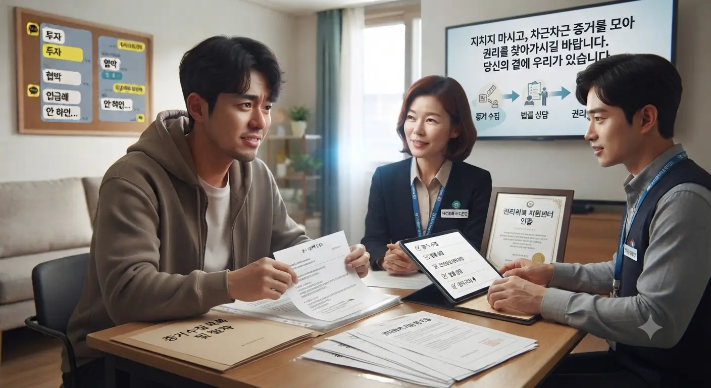 지치지 마시고 차근차근 증거를 모아 권리를 찾으시길 바랍니다.