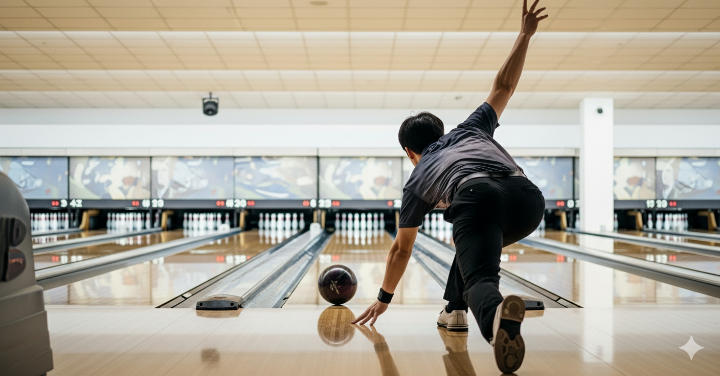 남자 볼링 선수가 경기하는 모습