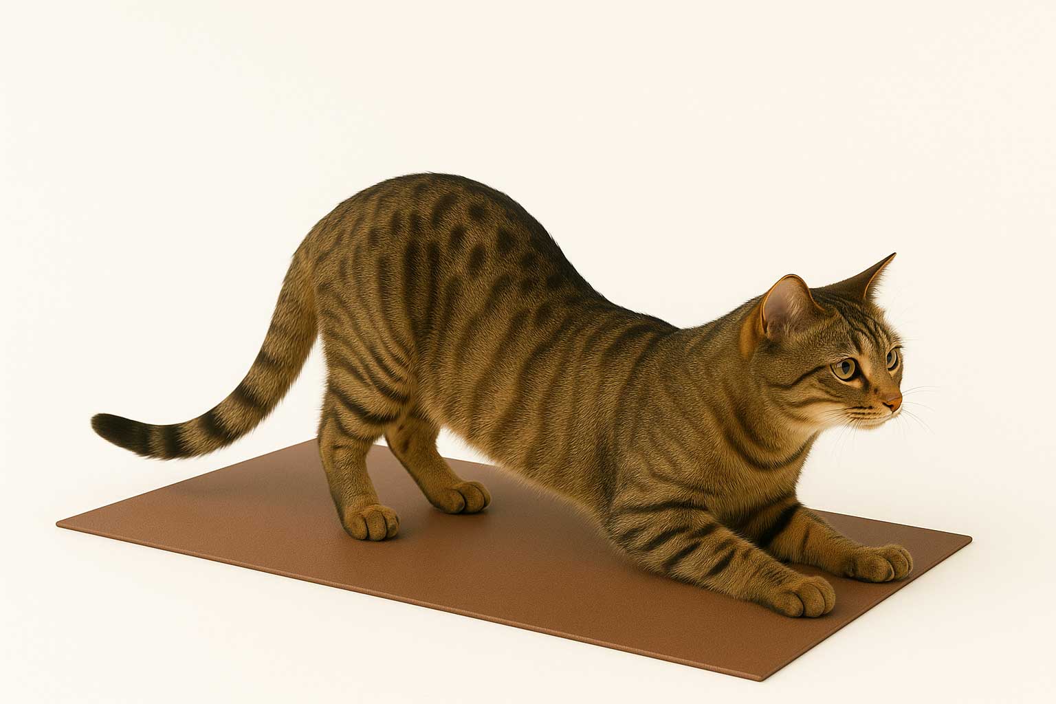 네 발로 엎드려 골반을 들어 올리고 허리는 아래로 내리고 있는 고양이 자세