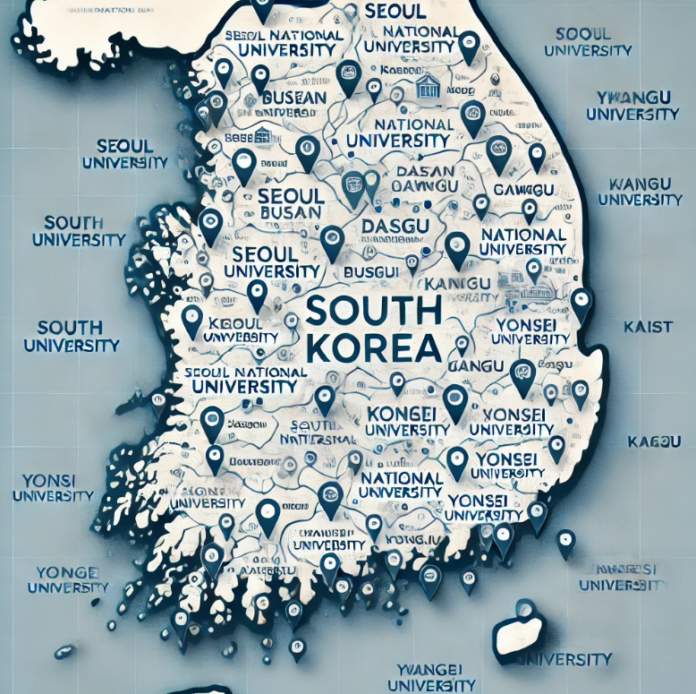 한국 대학 전국 분포도 이미지