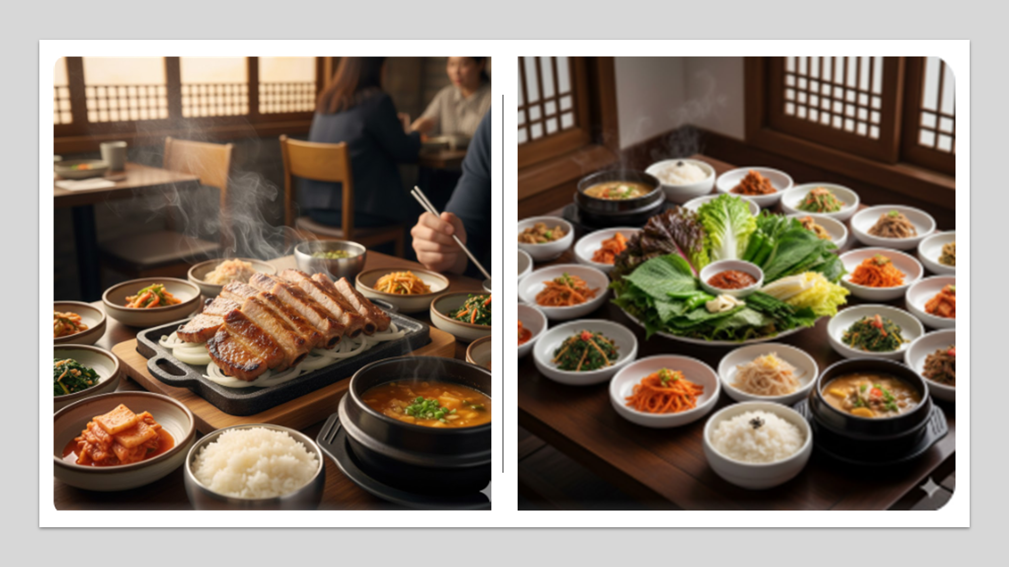 천안 목천읍 숯불 석갈비 구이 정식, 정갈한 한정식 반찬과 쌈채소 상차림