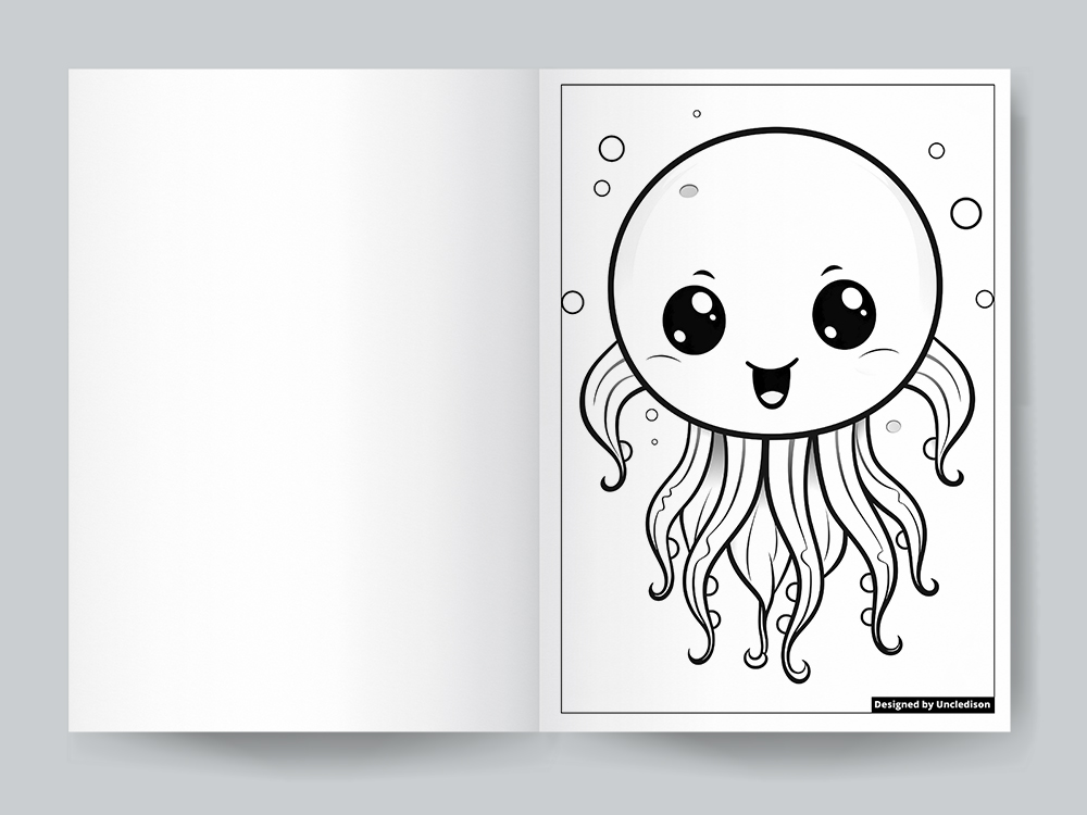색칠공부도안 귀여운 동물 캐릭터 해파리 어른 어르신