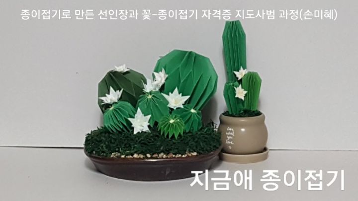 종이접기로 만든 선인장과 꽃---종이접기 자격증 지도사범 과정(손미혜)-1