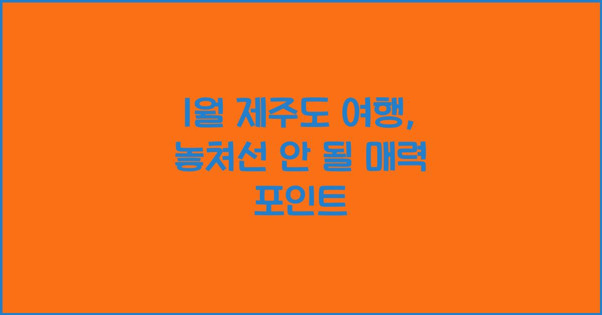 1월 제주도 여행