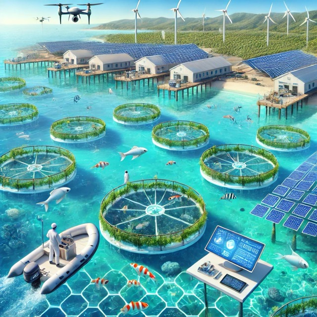 지속 가능한 수산업 × 기술 혁신을 상징하는 썸네일 이미지