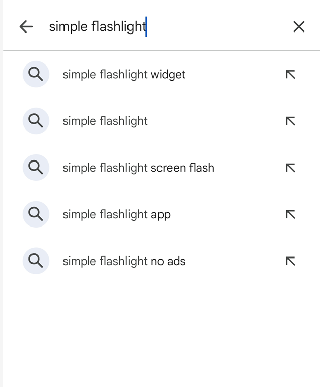 3. 'simple flashlight' 검색하기