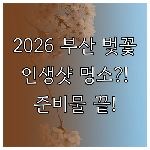 2026년 부산 벚꽃 나들이 명소 및..
