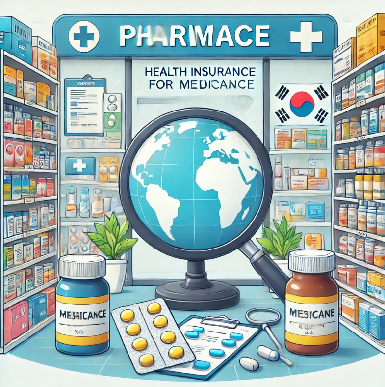 약국에서 다양한 의약품이 진열된 모습