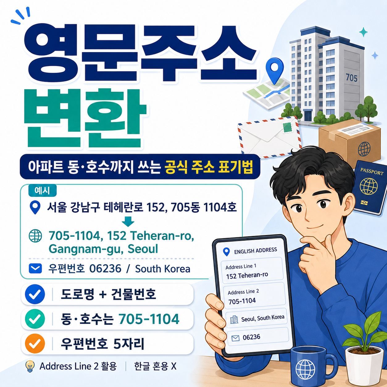 영문주소 변환 어떻게 할까? 아파트 동&middot;호수까지 쓰는 공식 주소 표기법