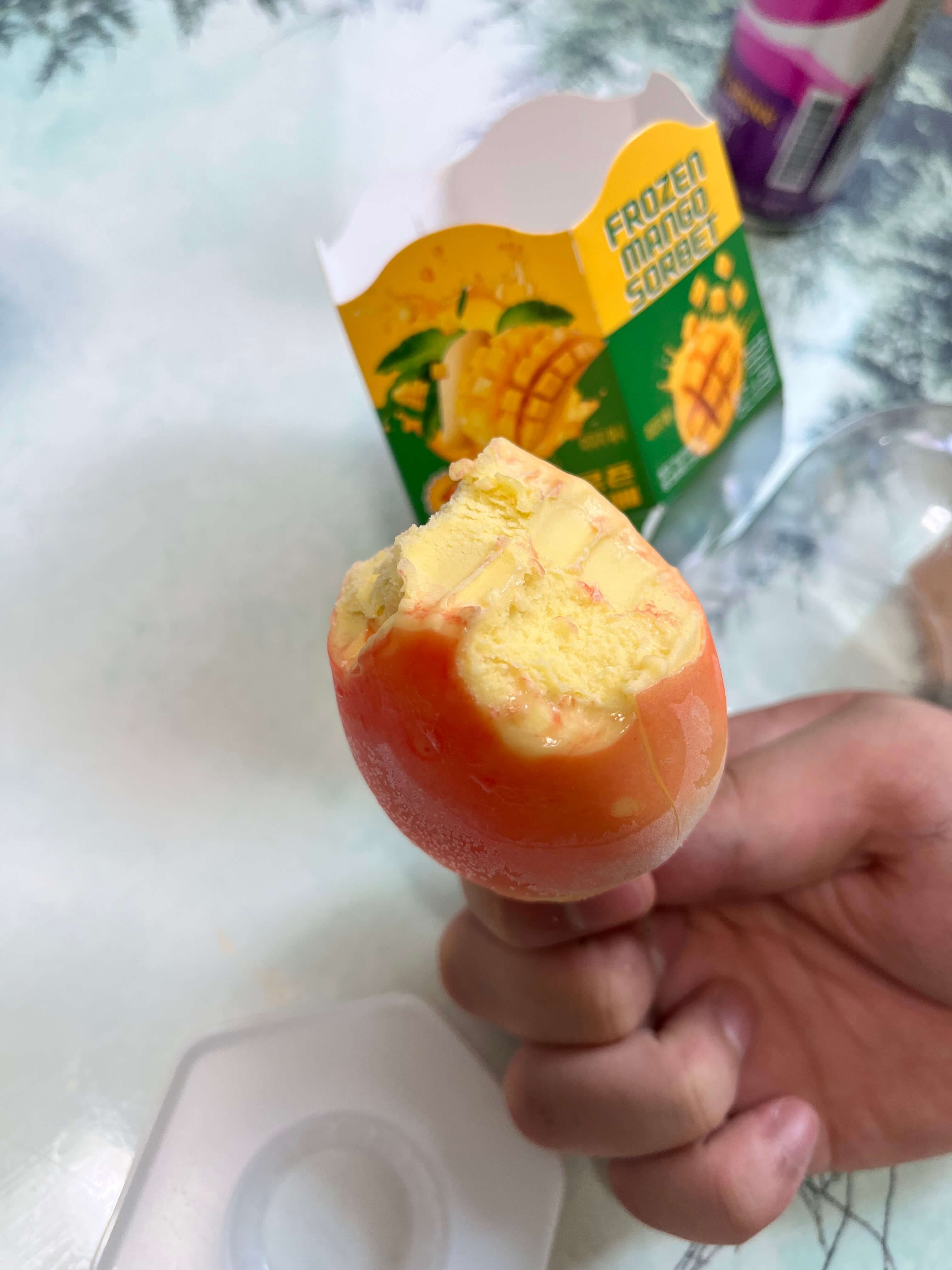 GS25 편의점 신상 프로즌 소르베 과일모양 아이스크림 피치 레몬 애플망고