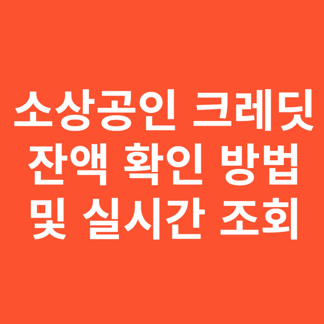 소상공인 크레딧 잔액 확인 방법 및 실시간 조회 총정리
