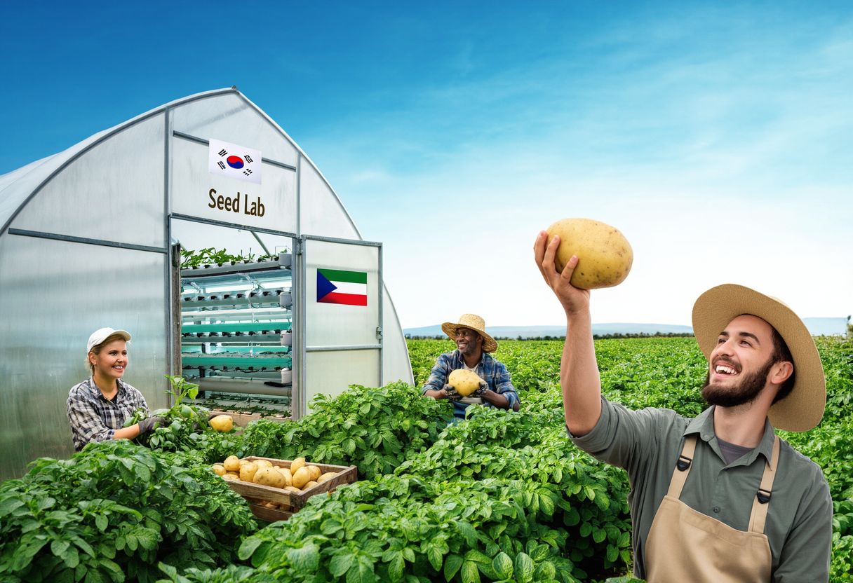 감자 연구소가 있는 감자 밭 풍경